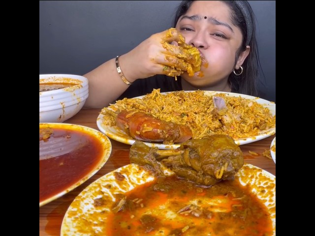 ASMR: EATING SPICY MUTTON FAT CURRY🔥 BASMATI RICE || #shorts #mukbangn#asmreating #mukbangasmr #asmr