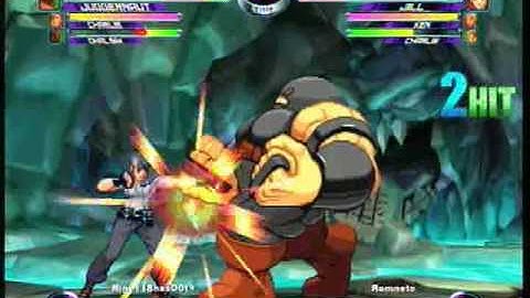 MvC2 Online (360): Nine11ShasDOt (Jug/Sim/Cha) vs Brett (Cha/Jill/Ken) 34 .:3.12.10:.