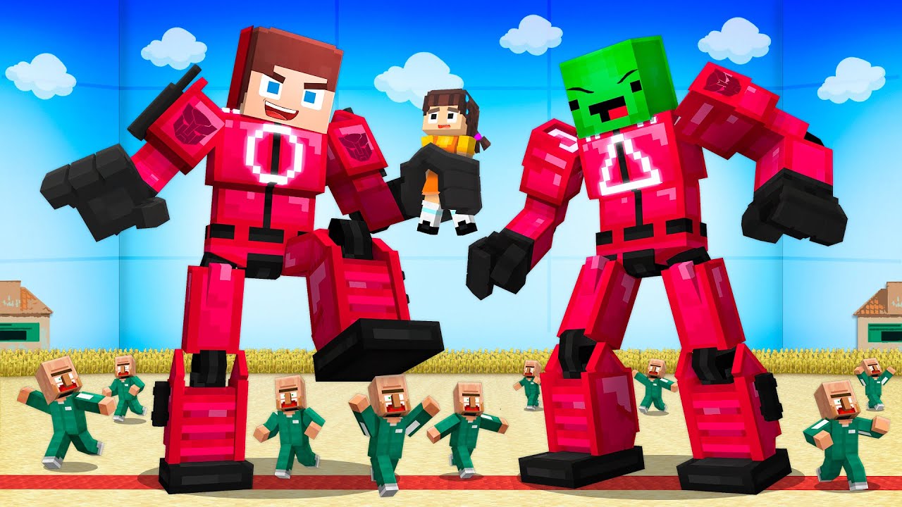 JJ and Mikey Become SQUID GAME TRANSFORMERS - Maizen Minecraft Animation