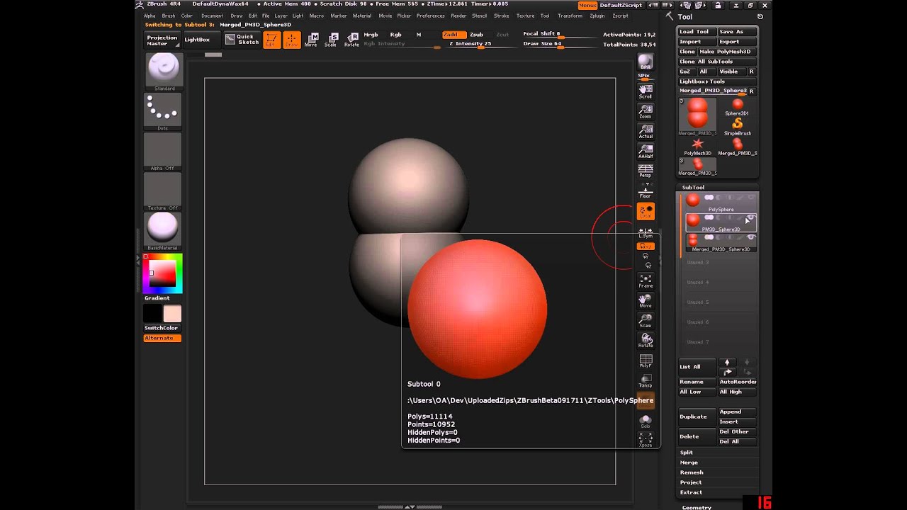 how to merge a xmd onto a mesh zbrush