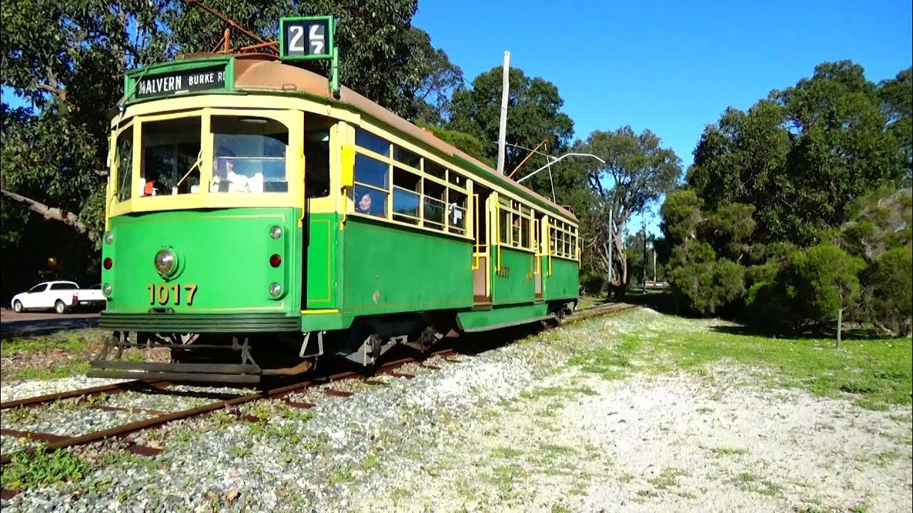 The WHITEMAN PARK Tram W 1017 is approaching WVJ, and departs. As BBR's