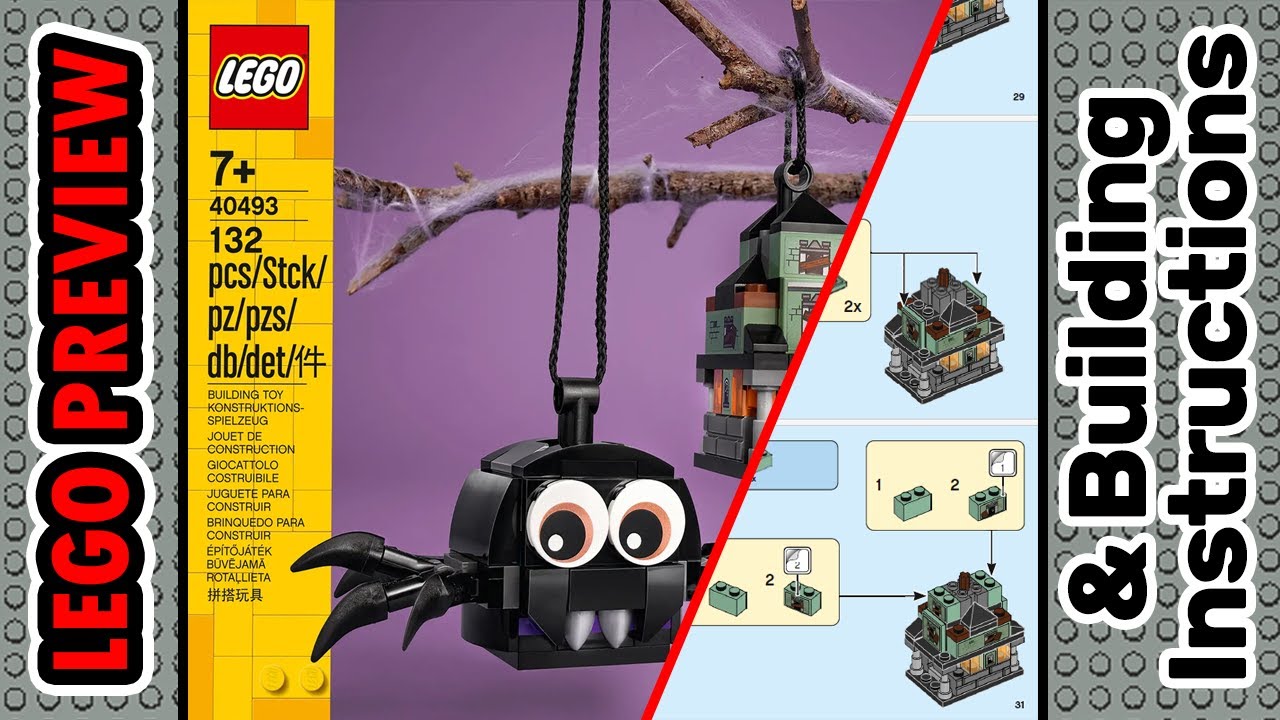 PREVIEW: 40493, LEGO Spider & Haunted House Pack​ & Building Instructions! LEGO 2023