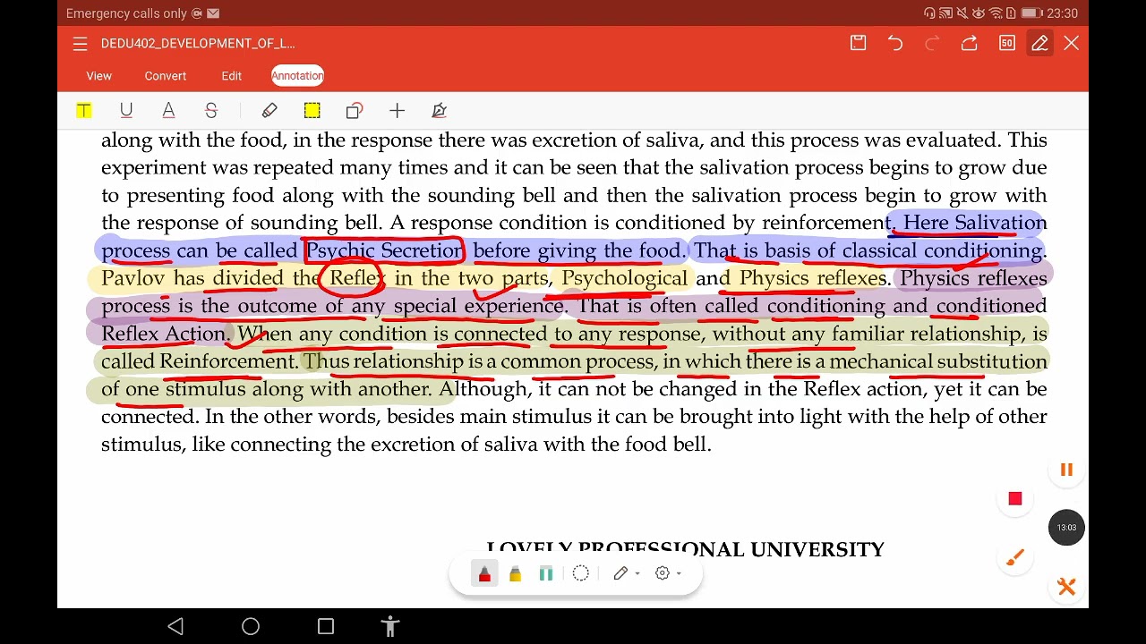 Pavlov' Classical Conditioning Theory
