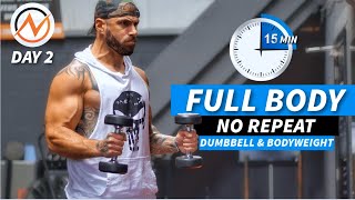 Day 2 | 15 min Full Body Dumbbell Workout - No Repeat (lightweight) screenshot 5
