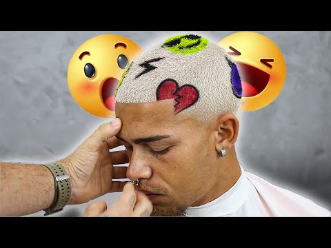 Cabelo Descolorido com Emoji e Taper Fade (criativo)