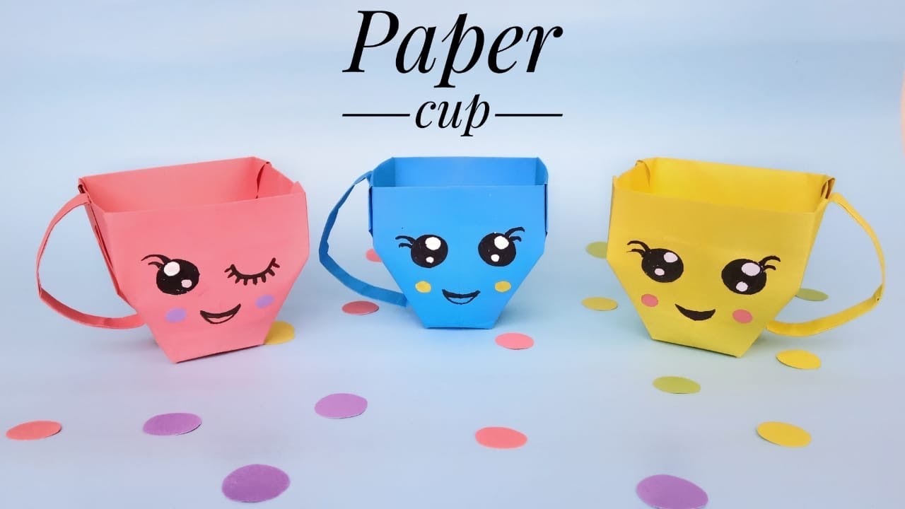 DIY Mini paper cup//Easy origami paper cup//School project YouTube