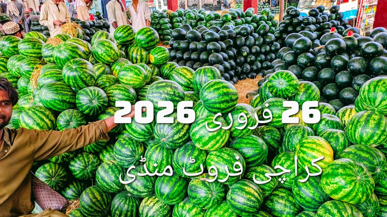 🍉تربوز اور 🍎سیب کی دھماکہ خیز ریٹس! کراچی فروٹ منڈی لسٹ اپ ڈیٹ | 26 فروری 2026 | تازہ پھلوں کا موسم