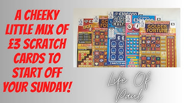 £15 of scratch cards. A mix of £3 scratch cards, Almost 1 of each kind, looking for a big win!