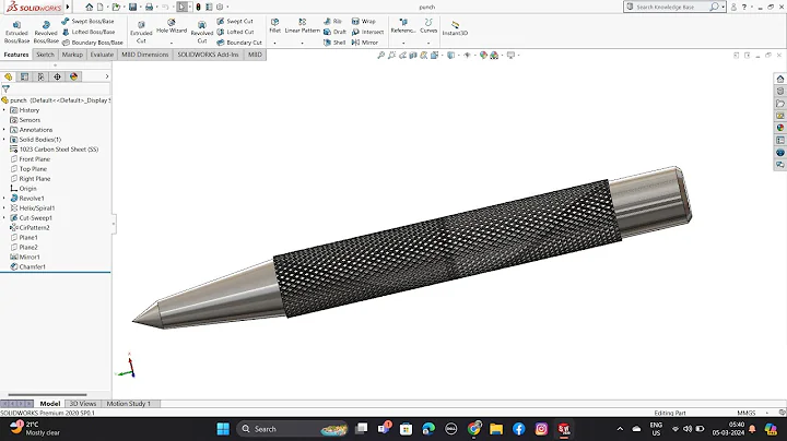 SolidWorks tutorial |  How To Make  center punch in solidworks  | SolidWorks | punch in solidworks
