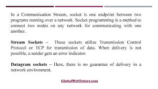 Sockets programming in C Assignment Help globalwebtutors
