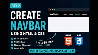 🔥 Day 2: Create Navbar Using HTML &amp; CSS | Complete Beginner Tutorial