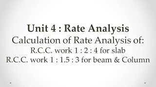 ECV - Lecture 20 - Rate Analysis of R.C.C. for Slab and Beam & Column - By Prof. A. D. Kachhadiya