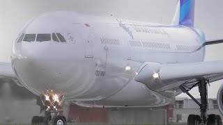 CLOSE UP SPOOL - Garuda Indonesia A330-343 Takeoff from Melbourne Airport - [PK-GHA]