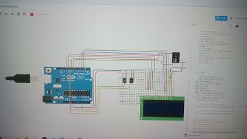 Temperature sensor based fan speed controlled project on tinkercad