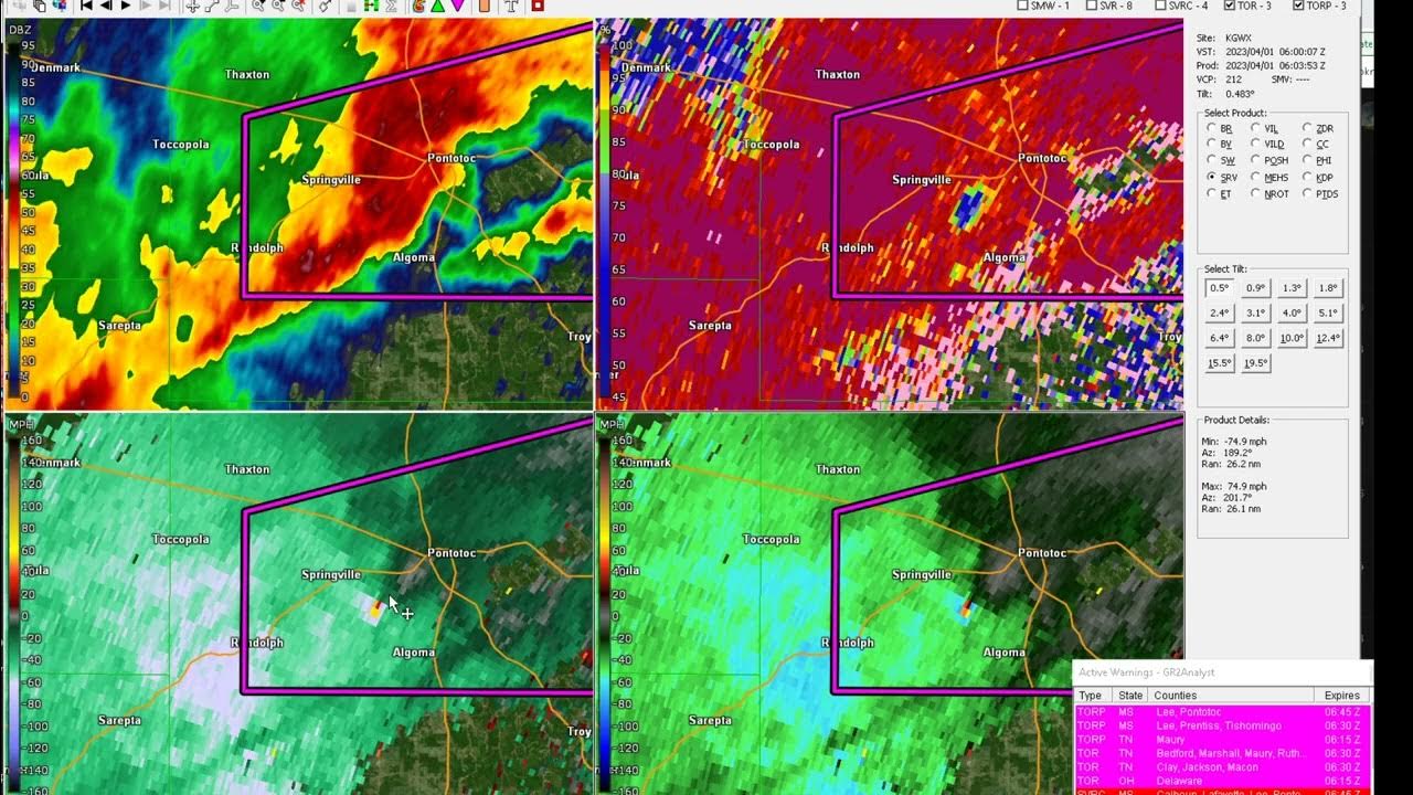 Tornado passes through Randolph, Springville, Algoma, Pontotoc, Mississippi, 4/1/23 YouTube