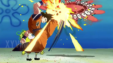 Patrick gets punished by Goku from not letting Spongebob win...