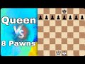 Chess AI goes capture feast. 1 Queen vs 8 Pawns