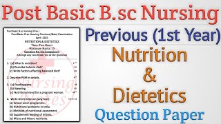 Post Basic Bsc Nursing 1st Year Nutrition & Dietetics Question Paper