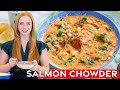 The Best Creamy Smoked Salmon Chowder | with bacon & corn!