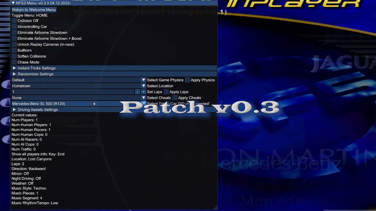 Need for Speed III: Hot Pursuit - Mod Menu V0.3.0 - PSX physics, boost ...
