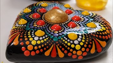 3D Puffy Dot Heart Mandala Stone  #3dpuffydot #dotmandala #heartshapedstone