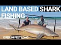 INSANE Land Based SHARK Fishing TRIP - 9 & 10 ft Long MASSIVE FISH With DRONE Footage