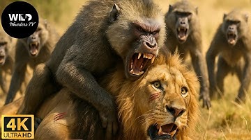 Quênia: O Confronto Tenso entre um Bando de Babuínos e Leões #animaisselvagens | Wild Wonders