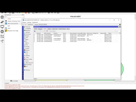 mikrotik 2 dhcp server, dhcp relay windows debian client connect to internet gns3
