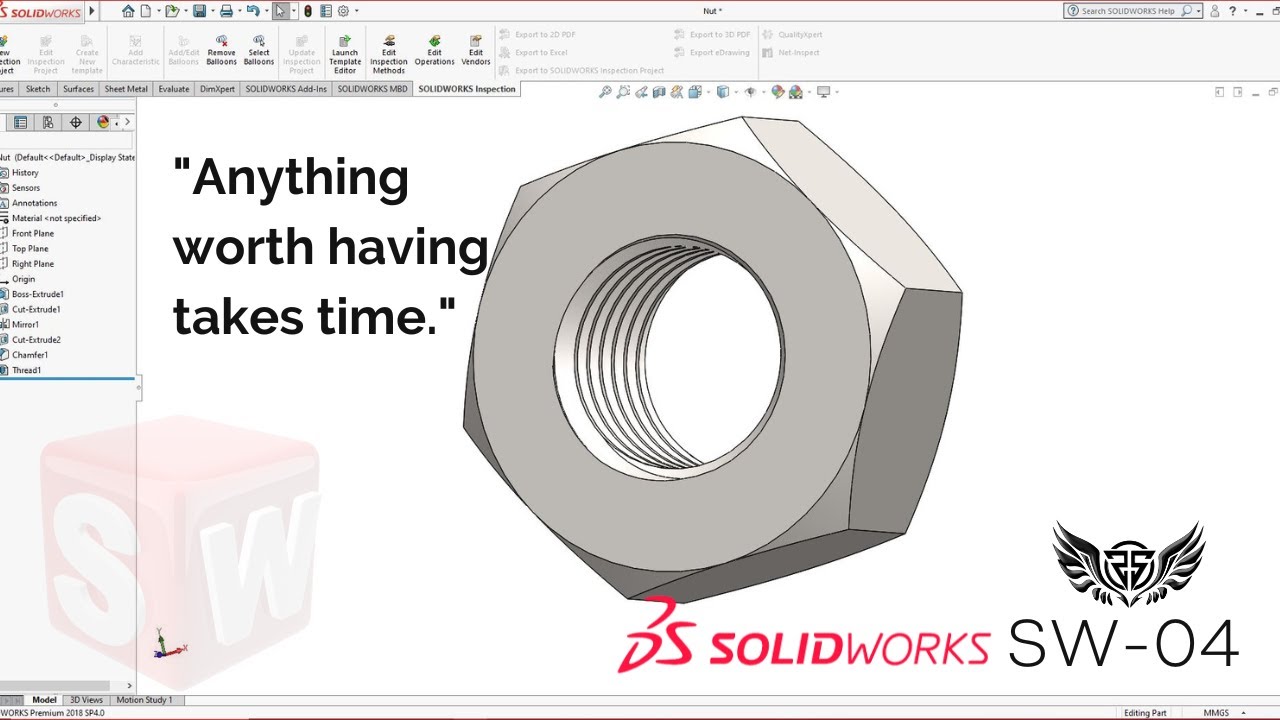 How To Make Internal Threads In Solidworks How to make nut with internal thread Solidworks - YouTube