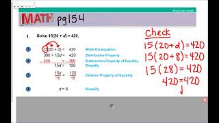 Chapter 2 Lesson 5: Solving Multi-Step Equations Ex 1