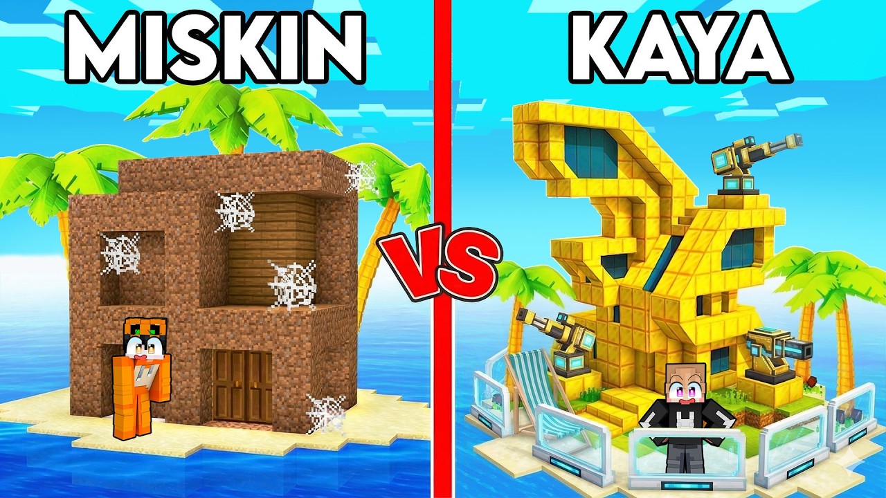 KITA BATTLE RUMAH MODERN TERKUAT DI ATAS LAUT KAYA VS MISKIN DI MINECRAFT!!