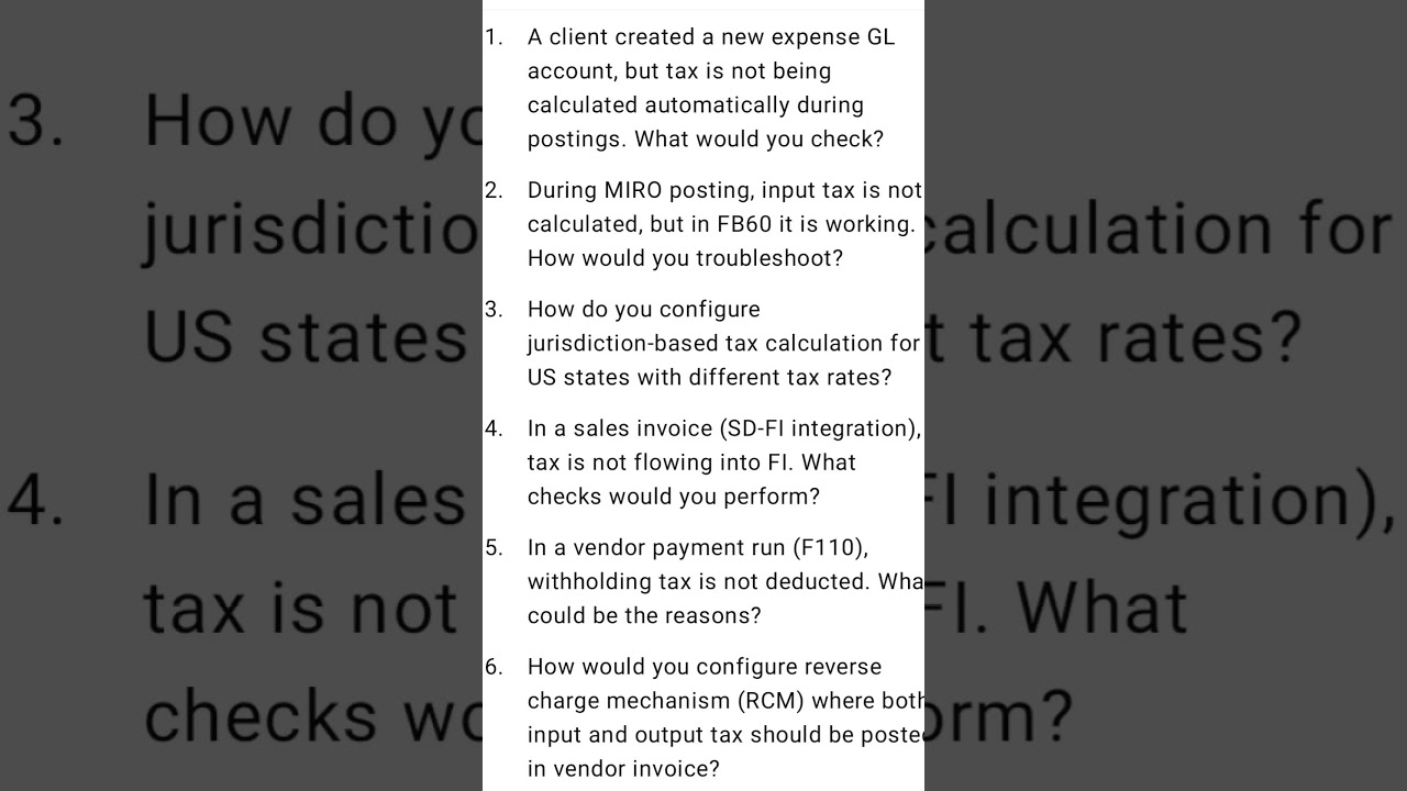 SAP TAX REAL TIME SCENARIOS 