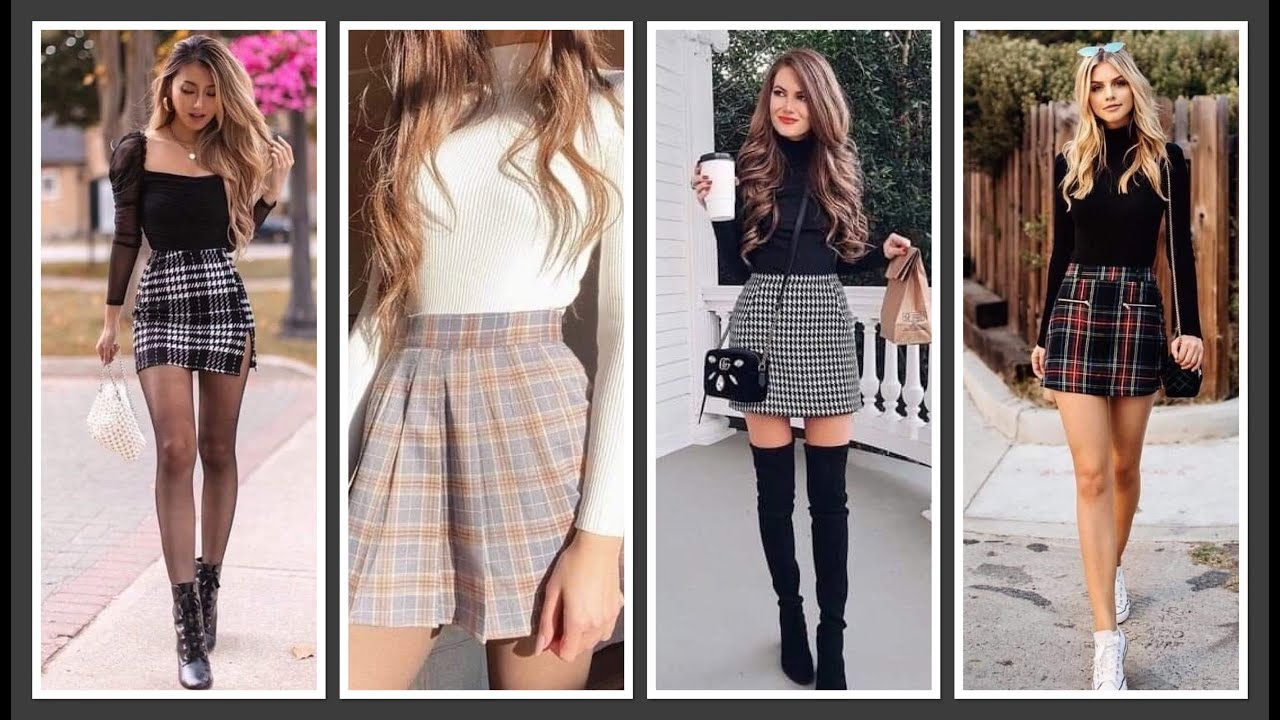 outfits con faldas cuadriculadas