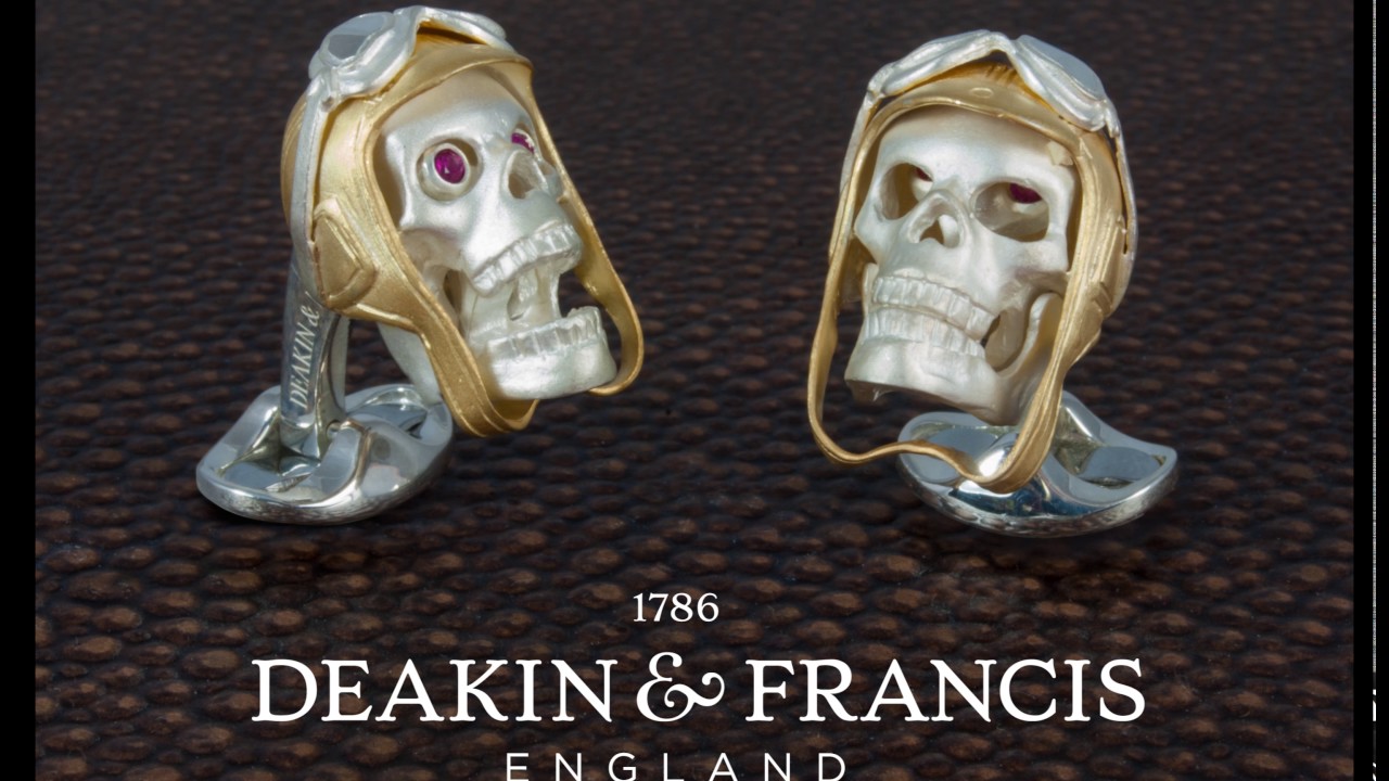 Moving Aviator Pilot Skull Cufflinks