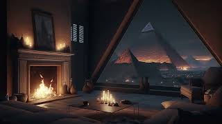 Cozy Fire Crackling for Sleep, Study Noise - Pyramids of Egypt Ambiance Focus, Relax ASMR