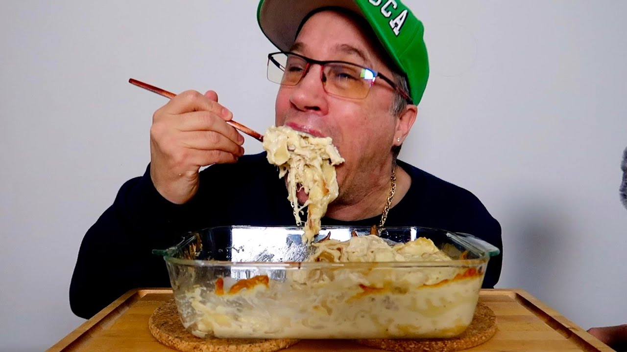 ASMR • Creamy Chicken Alfredo Lasagna • Mukbang • Feast • Seanusca Food ! 