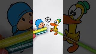 Coloring Pocoyo & Pato Easy Glitter Art For Kids