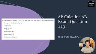 OFFICIAL Calculus AB Practice AP Exam Question #19