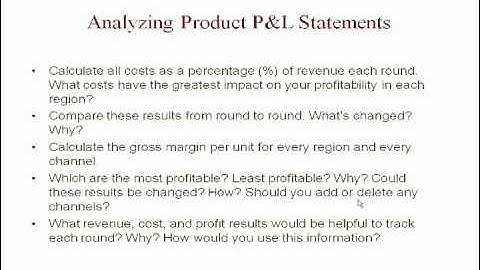 P&L Statements and Balance Sheets in LINKS Supply Chain Management Simulation Game