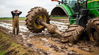 Tractor Trapped In Mud Compilation  Amazing Tractor Operator Skills #20