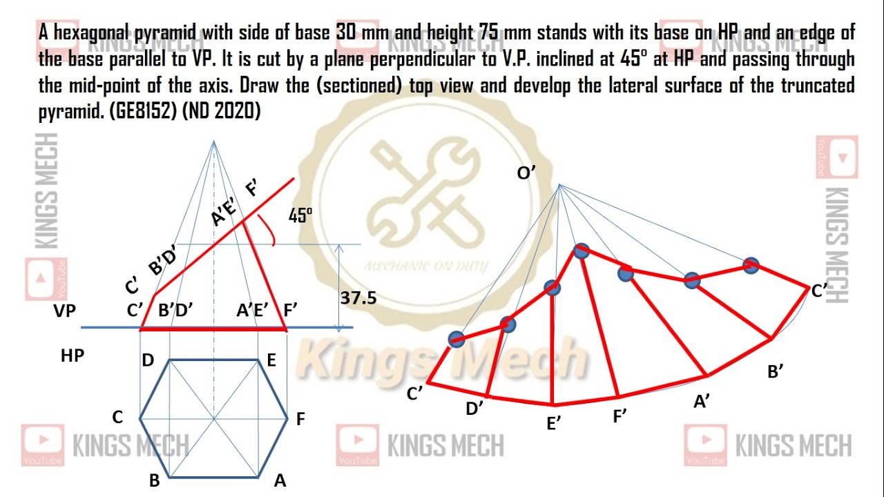 Development Of Truncated Hexagonal Pyramid Youtube Development Of Truncated Hexagonal Pyramid Youtube