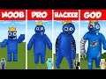 Minecraft tnt rainbow friends blue house build challenge  noob vs pro vs hacker vs god  animation