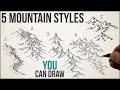 How to draw Fantasy Map Mountains - 5 easy styles to make your maps look awesome.