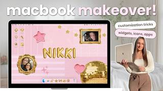 how to make your macbook AESTHETIC 💻 pink customization + tips/tricks | free wallpaper templates screenshot 1