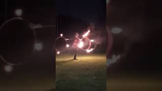 Double fire hula hoop fire performance!