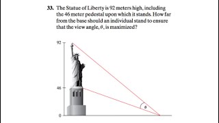 Calculus 1, Lec 26A: Maximize the Viewing Angle for a Statue, Mathematica Animations, Logistic Model