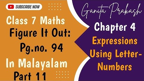 Pg.No.94 Cbse Class 7 Maths Chapter 4 In Malayalam  /Ganita Prakash  / NCERT 