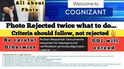 Cognizant bgv rejected due to picture | Follow these steps | All about photo