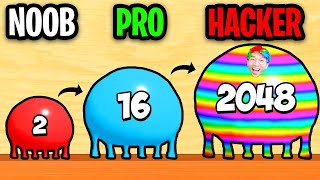 NOOB vs PRO vs HACKER In BLOB MERGE 3D! (MAX LEVEL 2048!) screenshot 4