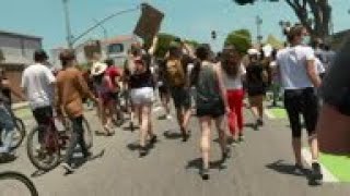 Protesters march through streets of Santa Monica